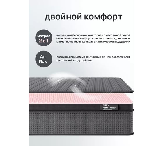 Беспружинный матрас ARMADA Grey Rain 160x200 GreyRain160Х200