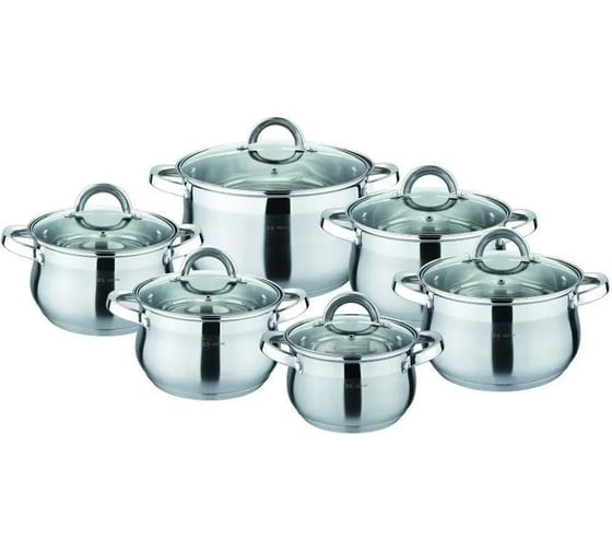 Посуда Rainstahl RS\CW 1217-12 12 предметов 2.1 л, 2.9 л., 2.9 л, 3.9 л, 3.9 л, 6.5 л 5-ти шаговое дно х2 1217-12RS\CW 1