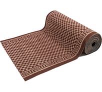 Коврик-дорожка SUNSTEP влаговпитывающий, на ПВХ основе, Шашки 0,9х12 м, коричневый 35-302