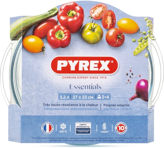 Кастрюля PYREX ESSENTIALS 3.2л 23см круглая с крышкой 208A000N/2022