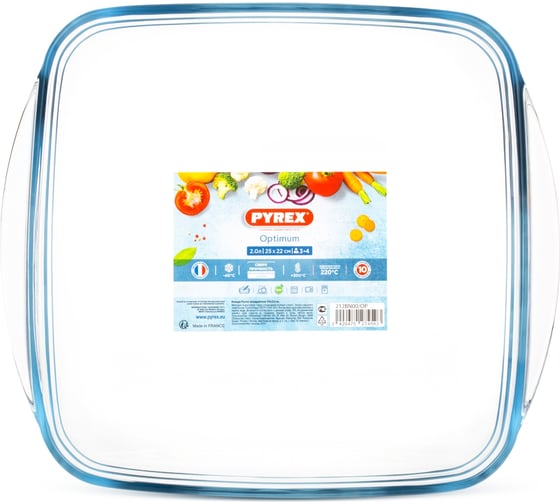 Блюдо для запекания и выпечки OPTIMUM 2.2л 25x22x7см квадратное PYREX 212BN00/OP