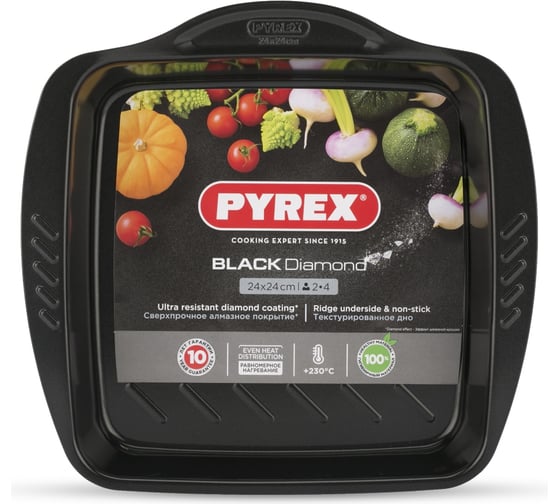 Форма для запекания и выпечки BLACK DIAMOND 24x24см квадратная PYREX AS24SRB/E006