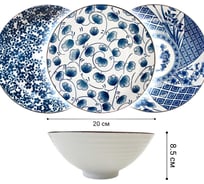 Набор тарелок Homium Japanese Collection, Очарование, глубокие, 6шт, цвет белый/синий, D20см 371594-6p-23-25-29