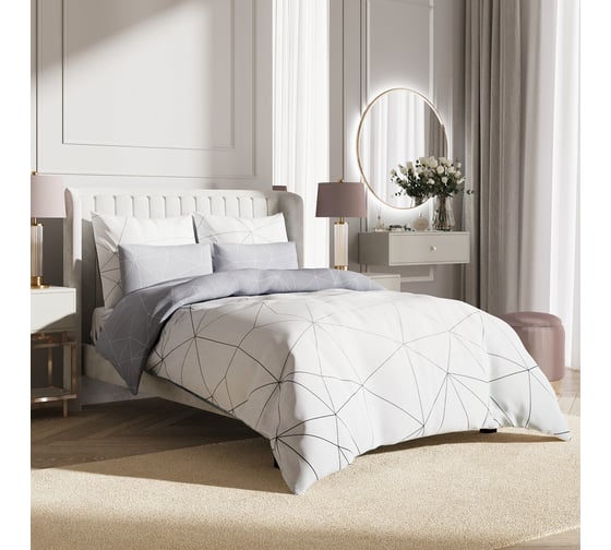 Комплект постельного белья Ecotex сатин Гармоника 2 сатин, хлопок, простыня 220x240,наволочки 70x70 и 50x70 КГМ/Мальберри 1