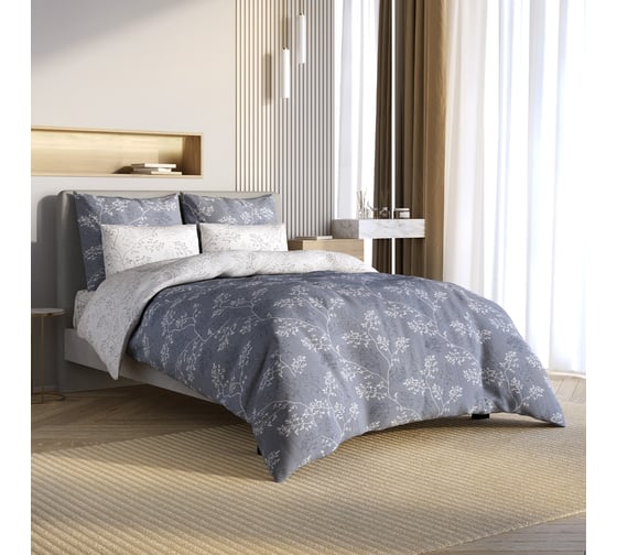 Комплект постельного белья Ecotex сатин Гармоника 2 сатин, хлопок, простыня 220x240,наволочки 70x70 и 50x70 КГМ/Лирика 1