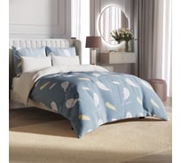 Комплект постельного белья Ecotex Гармоника евро с простыней на резинке 160x200x20,сатин, хлопок, наволочки 70x70 и 50x70 КГЕР16/Мягкий сон