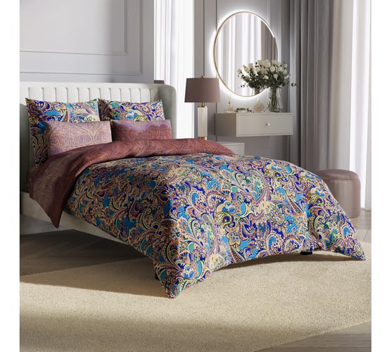 Комплект постельного белья Ecotex Гармоника сатин семейный хлопок простыня 220x240,наволочки 70x70 и 50x70 КГД/Султан 1