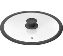 Крышка стеклянная с силиконовым ободом Home Queen RED HOT, черная, D 20см/24/6 HomeQueen 77153