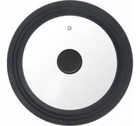Крышка стеклянная универсальная с силиконовым ободом Home Queen Мульти, черная, D 24/26/28см/12/6 HomeQueen 77157