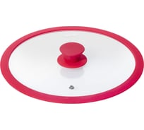 Крышка стеклянная с силиконовым ободом Home Queen RED HOT, красная, D 26см/12/6 HomeQueen 77156