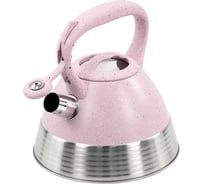 Чайник со свистком MARTA MT-3046 розовый мрамор 43404