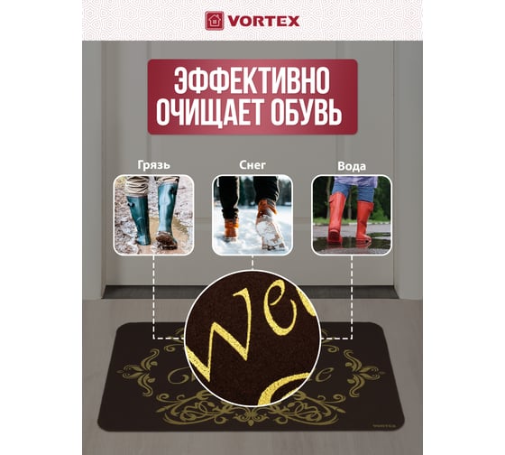 Придверный коврик VORTEX Welcome ажурный 50x80см 24257