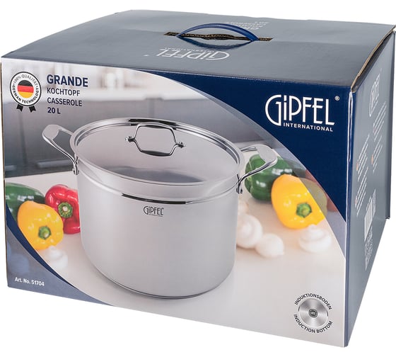 Кастрюля из нержавеющей стали Gipfel Grande 32 см, 20 л 51704