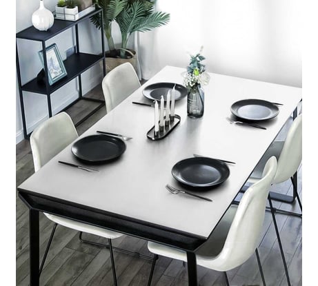 Скатерть Dekorelle гибкое стекло 120*70см, цвет белый, глянец/матовый, толщ. 1,5мм 070W-120