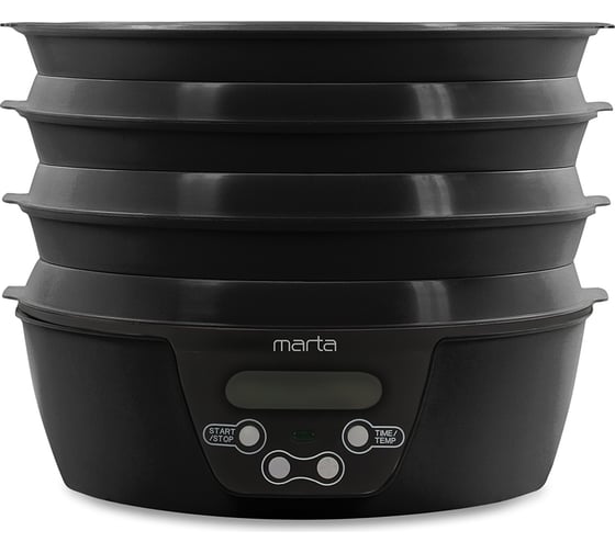 Сушилка для овощей и фруктов MARTA MT-FD1888B 10 поддонов: 6+2 для ягод+2 для пастилы, черный 38560