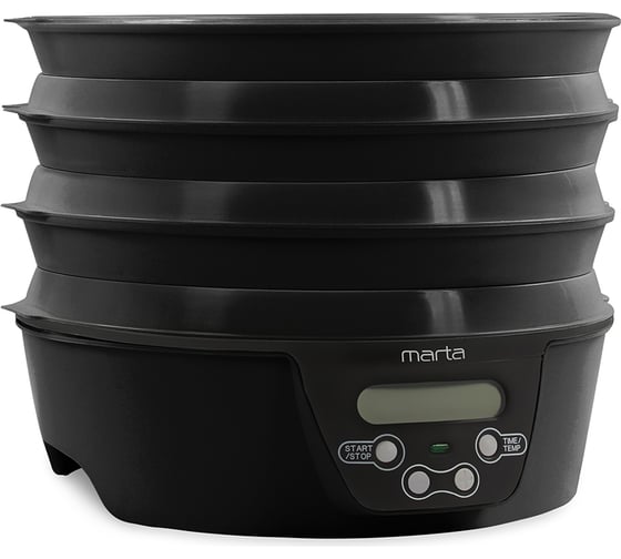 Сушилка для овощей и фруктов MARTA MT-FD1888B 10 поддонов: 6+2 для ягод+2 для пастилы, черный 38560