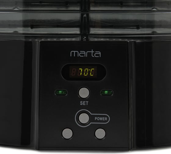 Сушилка для овощей и фруктов MARTA MT-FD1886D 14 поддонов: 8+3 для пастилы+3 для ягод, черный жемчуг 40633