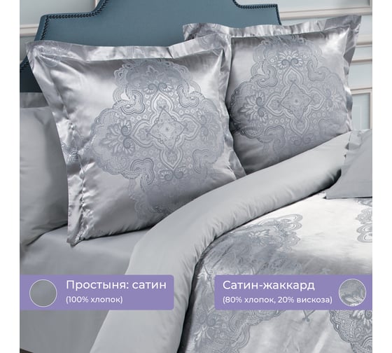 Комплект постельного белья Ecotex сатин/сатин-жаккард/жаккард/хлопок/вискоза Эстетика 1,5 спальный КЭ1/Миледи