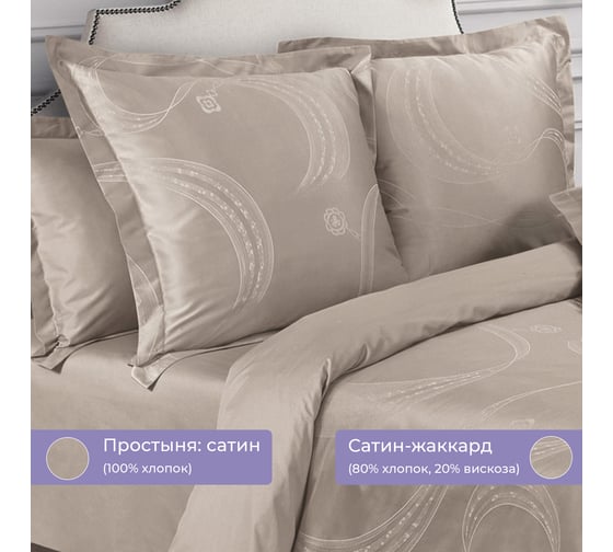 Комплект постельного белья Ecotex сатин/сатин-жаккард/жаккард/хлопок/вискоза Эстетика евро КЭЕ/Лоренцо