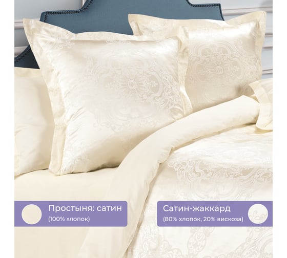 Комплект постельного белья Ecotex сатин/сатин-жаккард/жаккард/хлопок/вискоза Эстетика евро КЭЕ/Нимфа