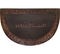 Коврик придверный VORTEX 45x75 см, медь, "Welcome", полукруглый 24399