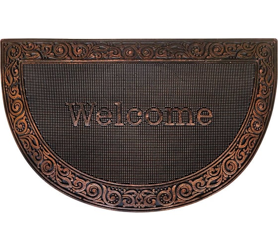 Коврик придверный VORTEX 45x75 см, медь, "Welcome", полукруглый 24399