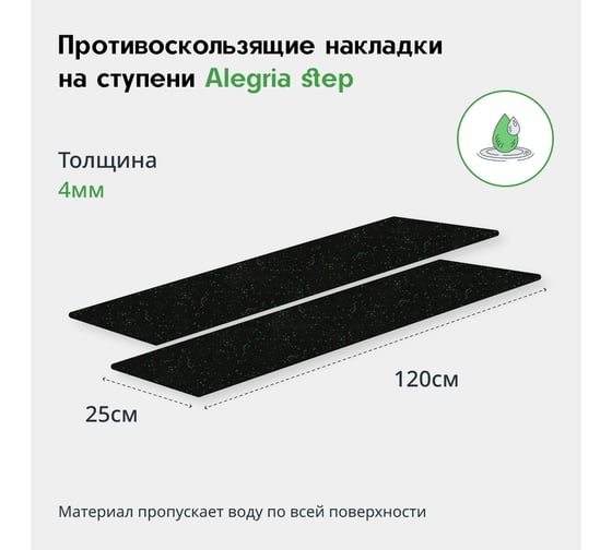 Противоскользящие накладки на ступени Alegria step 1200x250x4 мм 2 шт 12.25.4AS.2Bg