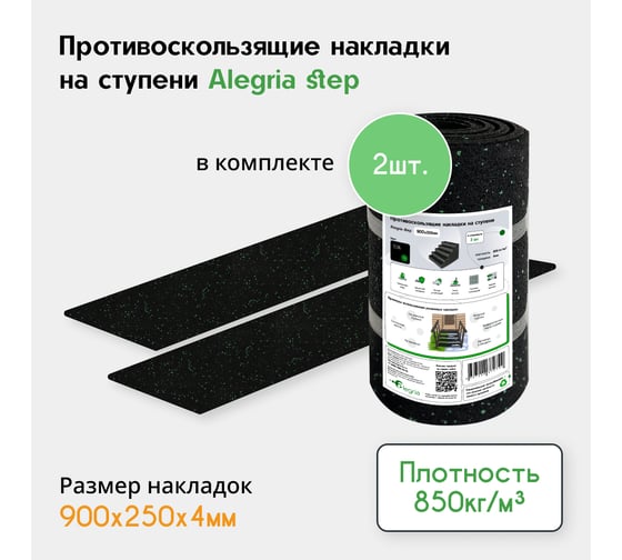 Противоскользящие накладки на ступени Alegria step 900x250x4 мм 2 шт 9.25.4AS.2Bg