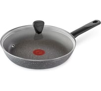 Сковорода TEFAL Natural Cook 04234924 круглая, 24 см, ручка несъемная, с крышкой, серый (9100052848) 1970637