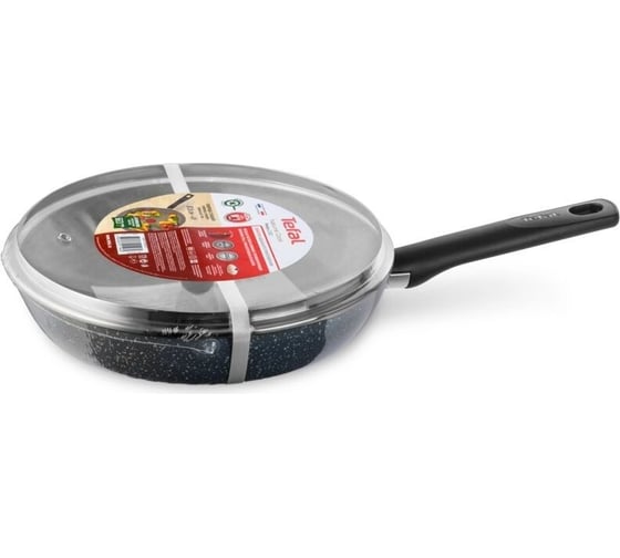 Сковорода TEFAL Natural Cook 04234924 круглая, 24 см, ручка несъемная, с крышкой, серый (9100052848) 1970637