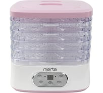 Сушилка для овощей и фруктов MARTA MT-1944 5 поддонов, белый/розовый 40557