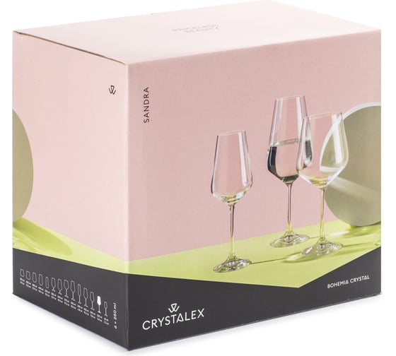 Набор бокалов для вина CRYSTALEX SANDRA Blizzard 6шт 250мл CR250101S