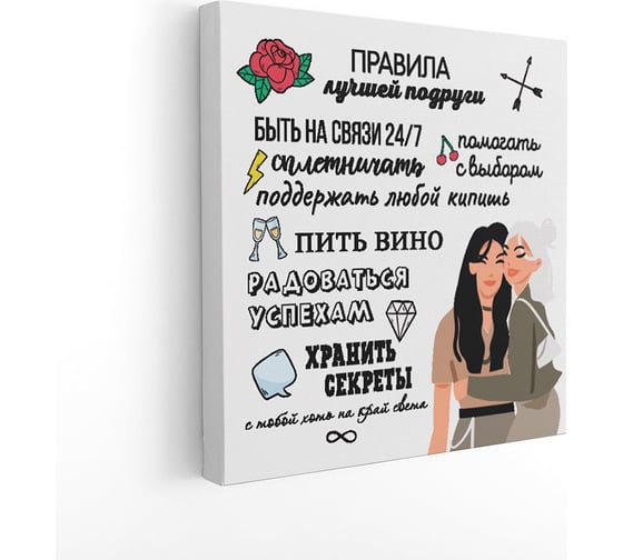 Картина Симфония Правила лучшей подруги 40x40 см 1-286