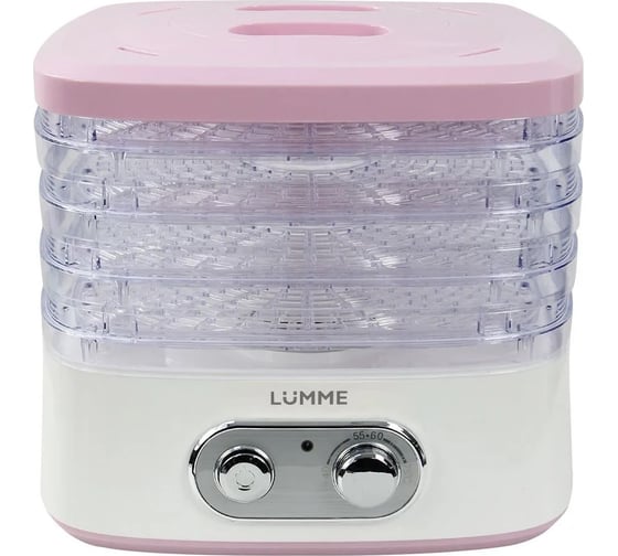 Сушилка для фруктов, овощей LUMME LU-FD1854A 4 поддона белый/розовый 42775