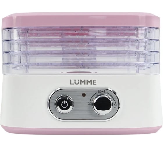 Сушилка для фруктов, овощей LUMME LU-FD1854A 4 поддона белый/розовый 42775