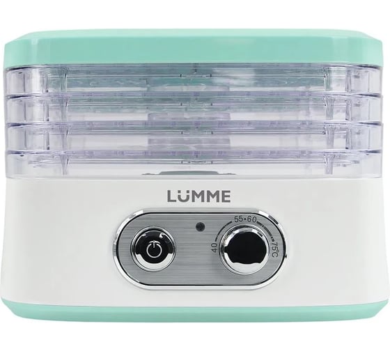 Сушилка для фруктов, овощей LUMME LU-FD1854A 4 поддона белый/ментол 42772