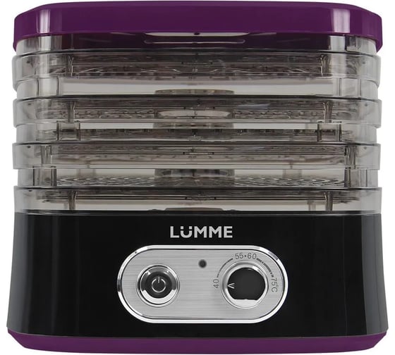 Сушилка для фруктов, овощей LUMME LU-FD1854A 4 поддона черный/фиолетовый 42774 1