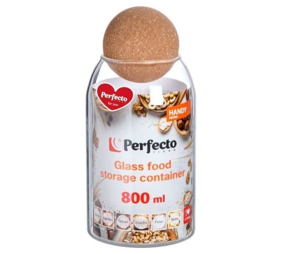 Стеклянная банка для сыпучих продуктов PERFECTO LINEA 800 мл, серия Handy 34-100800