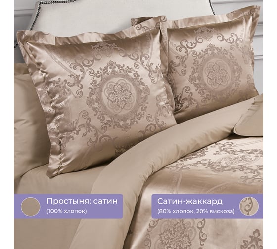 Комплект постельного белья Ecotex сатин/сатин-жаккард/жаккард/хлопок/вискоза Эстетика семейный КЭД/Флоранс