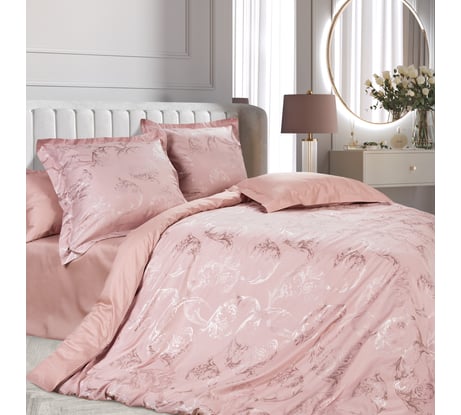 Комплект постельного белья Ecotex сатин/сатин-жаккард/жаккард/хлопок/вискоза Эстетика семейный КЭД/Джульетта