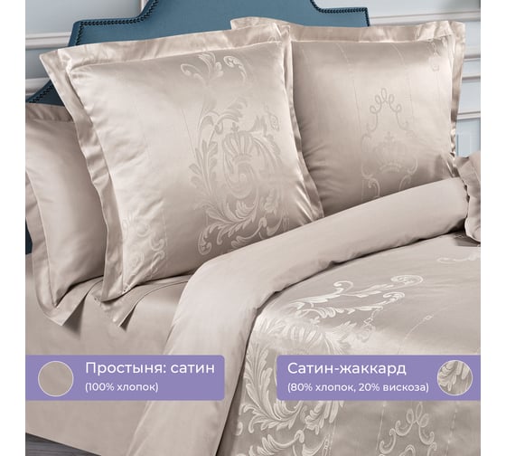 Комплект постельного белья Ecotex сатин/сатин-жаккард/жаккард/хлопок/вискоза Эстетика семейный КЭД/Фреско