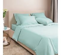 Комплект постельного белья Ecotex однотонный сатин/сатин-люкс Моноспейс 1,5 спальный КС1/нежно-голубой