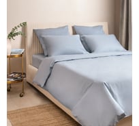 Комплект постельного белья Ecotex однотонный сатин/сатин-люкс Моноспейс 1,5 спальный КС1/серо-голубой