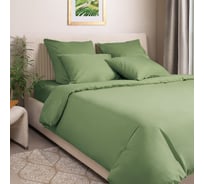 Комплект постельного белья Ecotex однотонный сатин/сатин-люкс Моноспейс евро, наволочки 50x70; 70x70 КСЕ/зеленая 34618129