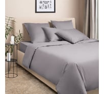 Комплект постельного белья Ecotex однотонный сатин/сатин-люкс Моноспейс 1,5 спальный КС1/темно-серый