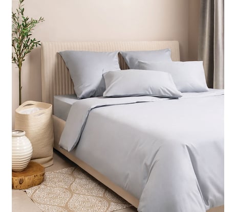 Комплект постельного белья Ecotex однотонный сатин/сатин-люкс Моноспейс 2 спальный, наволочки 50x70; 70x70 КСМ/серый