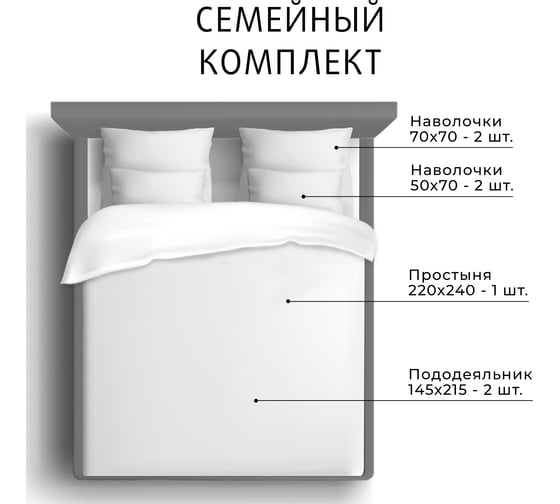 Комплект постельного белья Ecotex однотонный сатин/сатин-люкс Моноспейс семейный, наволочки 50x70; 70x70 КСД/синий