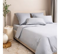 Комплект постельного белья Ecotex однотонный сатин/сатин-люкс Моноспейс семейный, наволочки 50x70; 70x70 КСД/серый