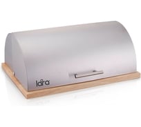 Хлебница Lara 10 л, деревянная столешница, полированная нержавеющая сталь, 395х280х165 мм LR08-82