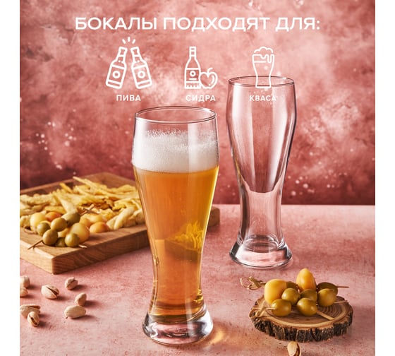 Стакан Pasabahce PSB д/пива 415 мл 2 шт. ПАБ (г. Бор) 42116